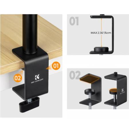 K&F Concept KF5219 - statyw biurkowy z uchwytem do smartfona - zacisk stołowy (C-Clamp)